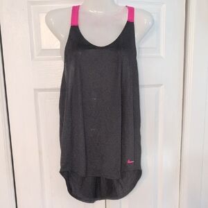 Nike Women's Charcoal and Hot Pink Tank Top